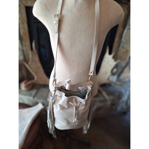 Pietro NYC White Leathher Fringe Western Bag NWT NINA FRINGE BUCKE - Picture 2 of 14